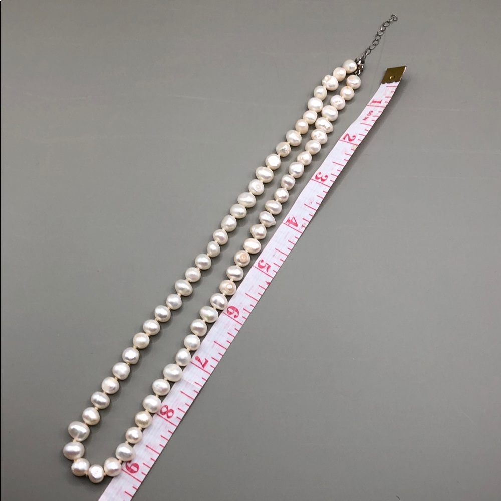 Genuine cultured baroque pearls necklace sterling silver 925 clasp classic style - Picture 5 of 7